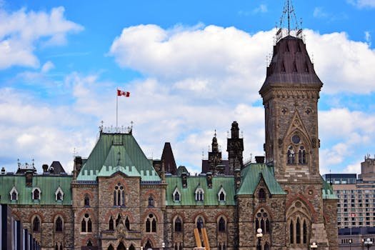 The iconic Parliament Hill with its Gothic architecture in Ottawa, Canada.